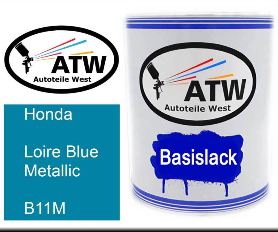 Honda, Loire Blue Metallic, B11M: 1L Lackdose, von ATW Autoteile West.